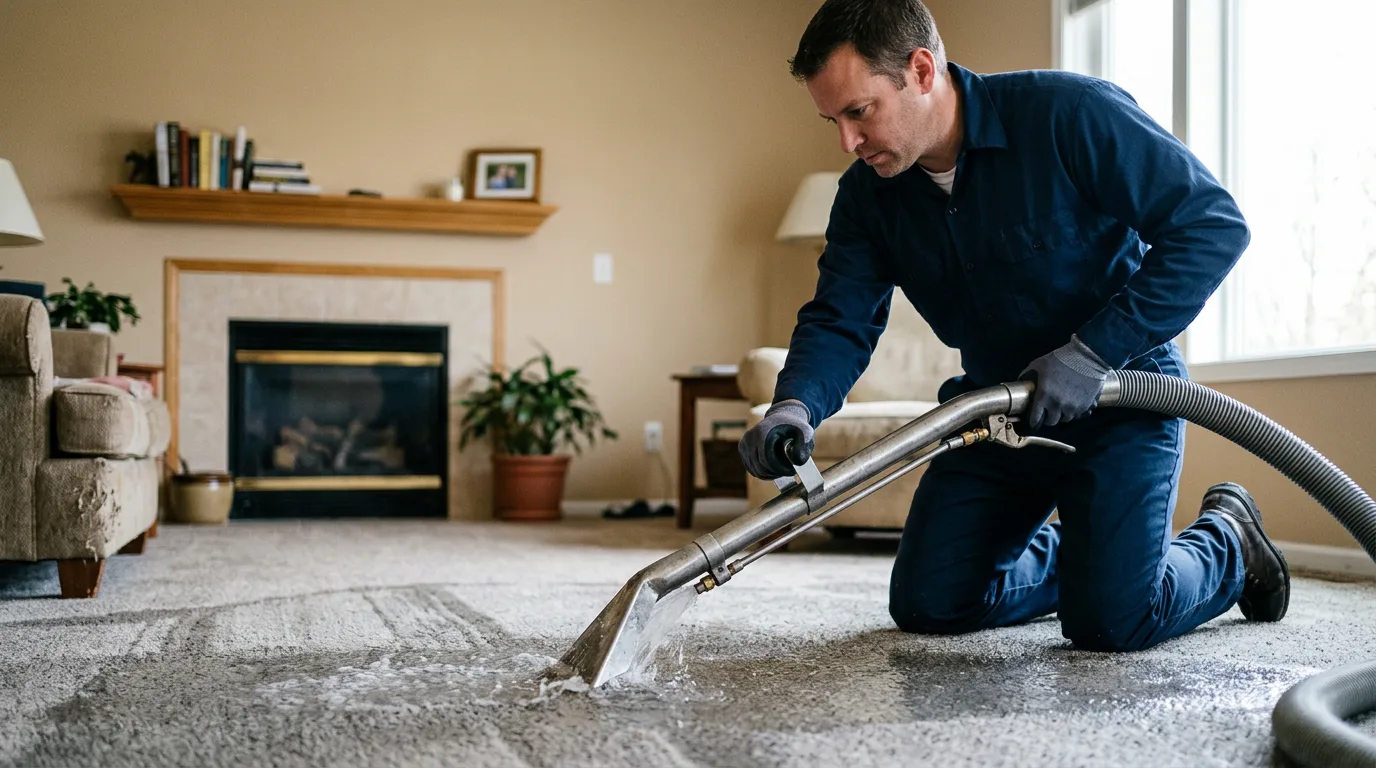 Water damage restoration technician working near Bernardston, MA